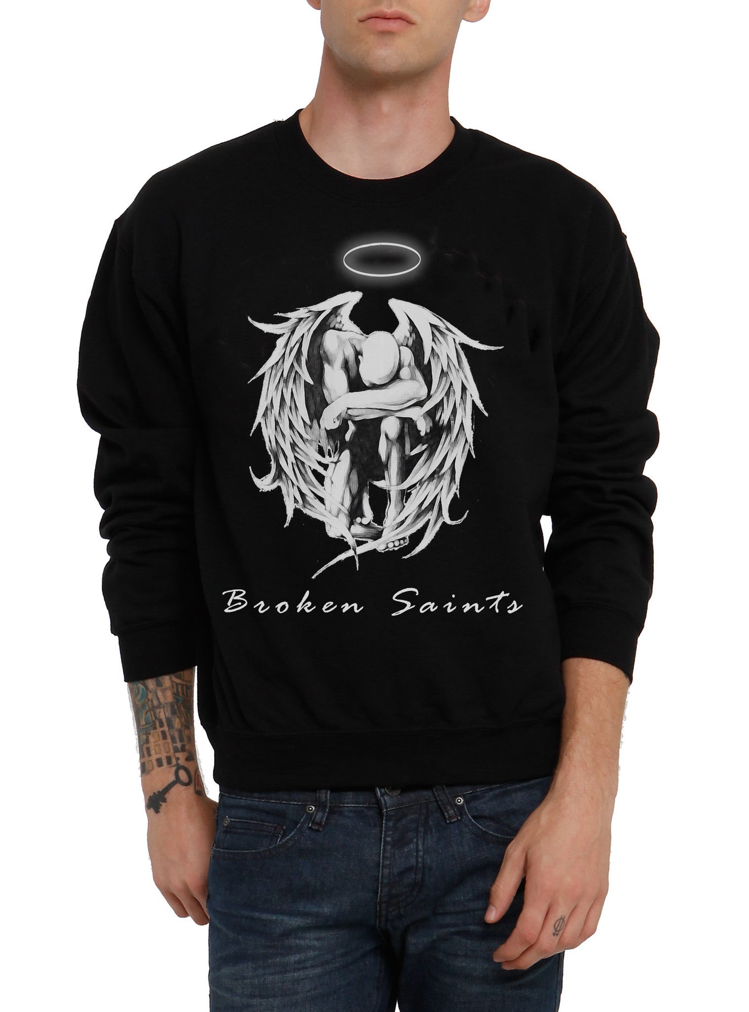 Broken Saints Praying Angel Crewneck Sweater