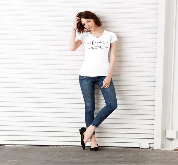 Fear Not Ladies Ribbed V-neck Tee